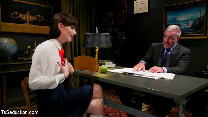 Kink TS 'Schoolgirl Snitch: Natalie Mars Punished and Fucked by Headmaster' starring Natalie Mars (Photo 1)